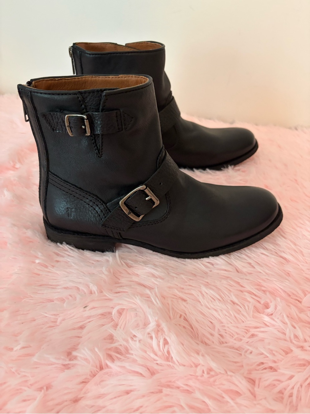 Frye Black Leather Combat Moto Boots - Picture 2 of 7